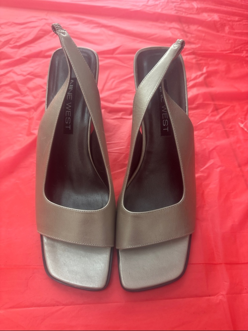Nine West Metallic Taupe Slingback Heels